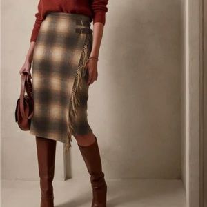 Banana Republic wool plaid midi skirt size small